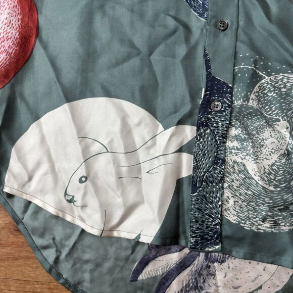 Anthropologie Zoologist Dress Size 2 Rabbit 100% Silk Charlotte Linton Blue - Picture 4 of 12